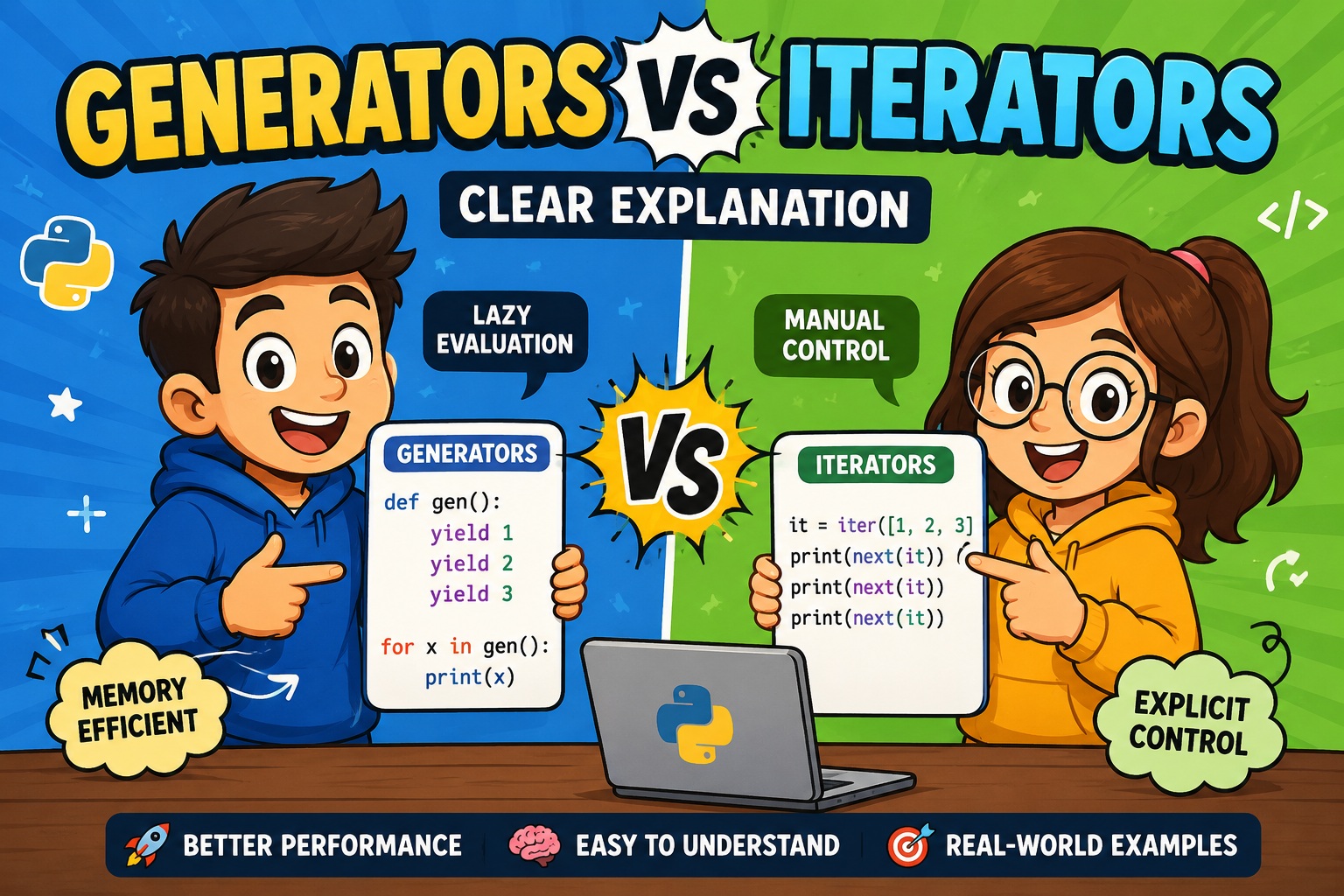 Generators vs iterators explained simply